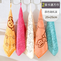2条卡通方巾(25*25cm) 洗碗布加厚厨房抹布家用基本长方形两用抹布洗碗巾擦手巾家务清洁