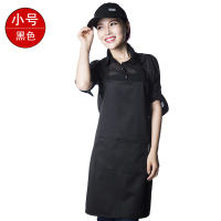 黑色小号70厘米 围裙 厨房围裙服务员韩版时尚围裙餐饮厨师挂脖咖啡店定制LOGO印