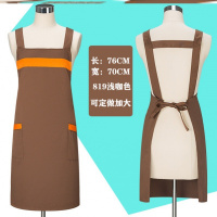 L54-819款浅咖啡色(单围裙) 厨房用帽子围裙套装套袖三件套时尚汉堡店餐饮店烘焙工作服套装