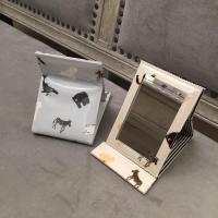 米黄+黑条纹 可爱动物乐园防水布艺镜子 可折叠化妆镜 便携镜子