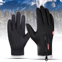 黑色 L 加厚防风保暖触屏手套男女骑行摩托电动车山地车防滑加绒棉手套冬