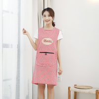 拉链口袋坎肩款式红色 拉链围裙坎肩马甲护衣罩衣棉布透气简约女工作股做饭清理打扫耐脏