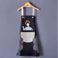 挂脖擦手辫子女孩黑色灰兜 围兜袖围罩衣长袖长布裙炒菜搞卫生女防水保洁家用围厨房腰带围裙