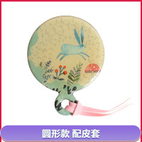 圆形款[配保护皮套] 镜子不锈钢化妆镜女手持便携随身少女小号圆镜梳妆镜高清手拿镜