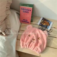 粉色小熊干发帽 ins日本卡通干发帽女洗头发吸水速干儿童可爱学生包头巾毛巾浴帽