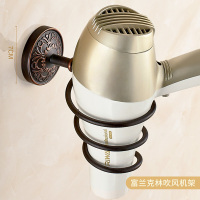 全铜材质 富兰克林吹风机架 (免打孔/打孔均可) 黑色电吹风机架壁挂架卫生间置物架浴室厕所免打孔收纳架风筒架子