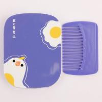 浅黄色 蛋黄派圆角梳套-C 镜子梳子一体便携随身携带的两用套装迷你小巧可爱卡通软萌学生