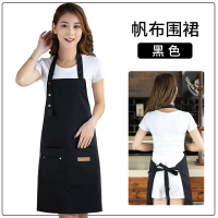 XS182三扣围裙黑色-G62 帆布围裙袖套帽子套装定制logo印字女时尚美甲工作服耐磨理发店潮