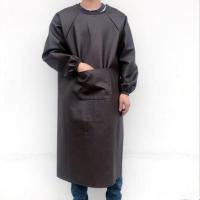 咖啡皮革(反穿衣) 皮革穿衣倒反成人长袖加大背工作服油围裙加厚防防水腰包围衣邮