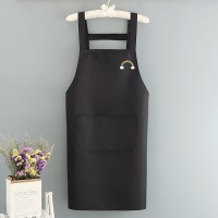 防水背带纯黑色-彩虹-E15 美术生专用画画围裙女衣服罩衣大人学生时尚绘画室防水工作服防脏