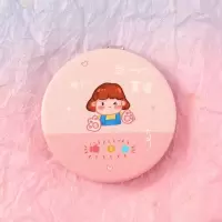 成为富婆-圆形 卡通可爱双面化妆镜便携随身小镜子少女心手持折叠翻盖式补妆镜子