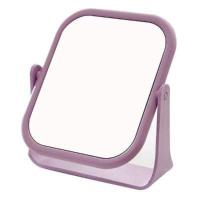方形粉色 小镜子桌面可立家用镜子台式化妆镜双面旋转梳妆镜台式小镜子。