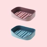 香皂盒(2个装)浅粉+浅蓝 壁挂式创意肥皂盒子卫生间学生宿舍吸盘皂盒吸盘沥水免打孔香皂架