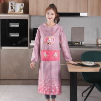 (红色)单件 金丝鸟款 围裙加长大码定位桃皮绒罩衣夏季薄款工作服围裙防油污时尚反穿衣