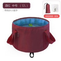 中号[12L带倒水小提手]酒红色- 折叠脸盆脚盆可折叠脚盆桶便携式泡脚一次性盆旅游泡旅行洗水桶袋