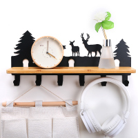 小鹿款6钩置物架 (黑) 收纳挂钩壁式壁挂挂勾衣帽钩入户墙面中式衣帽架实用个性加厚瓷砖