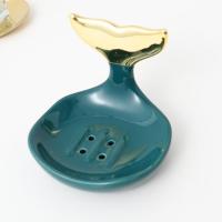 鱼尾香皂盒墨绿色 香皂盒北欧ins 现代简约时尚陶瓷鱼尾卫浴装饰肥皂托首饰戒指架