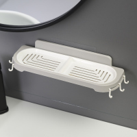(北欧灰白)色 广州高档免钉双层香皂盒浴室免打孔吸盘壁挂免打孔肥皂盒沥水多功