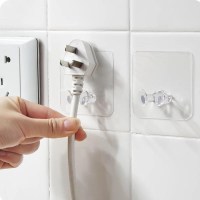 透明简约十个装 电饭锅插头挂钩手机电源线充电器墙上收纳固定放叉头的架子