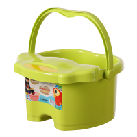 苹果绿(加厚PP材质)带 儿童泡脚桶塑料加厚宝宝洗脚桶小号按摩足浴盆带盖保温洗脚盆家用