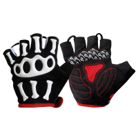 指关节男子短指手套-黑白-L码 M 思帕客山地自行车夏季骑行手套男女摩托车机车斯帕克骷髅长指全指