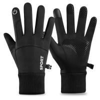 SPORT毛线口黑色 均码 手套男秋冬季加绒棉户外开车保暖防风寒防水触屏骑手摩托车送外卖