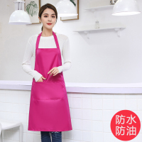 防水-玫红 单件围裙 防水防油围裙韩版时尚家用男女厨房做饭工作服定制做印字围腰logo