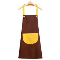 防水无图 咖底黄兜 家用厨房围裙时尚女防水防油韩版可爱日系裙子上班工作服男士定制
