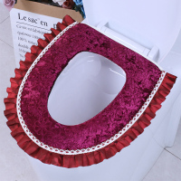 钻绒单垫-波尔红 马桶坐垫毛绒三件套通用防尘收纳马桶盖罩套马桶垫家用防水金钻绒