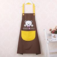 快乐熊黄口袋(超防水) 拍2送套 围裙卡通可爱覆膜家用防污围布厨房家务防油防水无袖家用围巾围裙