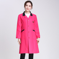 玫红色 M中码 家用时尚罩衣成人女长袖围裙中长款透气厨房工作服劳保大褂定制衣