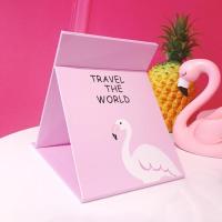 火烈鸟-粉底 镜子卡通大号办公室小随身携带化妆镜折叠少女心可爱粉台式便