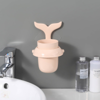 北欧粉 梳子盒免打孔卫生间洗漱洗手台牙膏牙刷置物架壁挂式收纳筒浴室