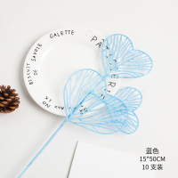 蓝色[爱心叶子]10支 汉唐美金色爱心叶子花束装饰物配件鲜花包装材料花艺花店用品资材