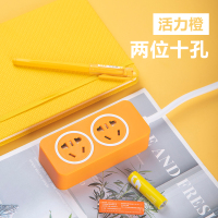 橙色2插位 全长1米线 不送小夜灯 多功能家用面板usb电源充电多孔插座排插接插线板排插转换器长线