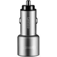 银色 乐益车载充电器双USB点烟器转接头多功能快充手机平板导航仪通用