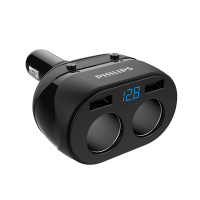 黑色(DLP3521N) 飞利浦车载充电器一拖二汽车用点烟插头转接多功能双usb手机快充