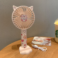 粉色风扇 送可爱贴纸 ins卡通小风扇usb迷你充电夏天学生宿舍桌面静音可爱手持电扇女