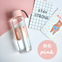 唯艺玻璃杯（粉色） samply三朴玻璃杯便携女男可爱学生花茶杯随手情侣简约ins风耐热