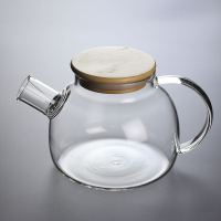 1Ll竹盖壶 北欧加厚家用耐热玻璃果汁壶防爆过滤花果茶壶大容量水具套装