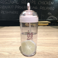藕粉 学生水杯带吸管塑料杯子潮流简约水瓶儿童水壶防漏便携时尚随手杯