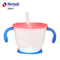 蓝色 训练吸管杯 150mL Richell/利其尔宝宝水杯吸管畅饮训练杯学饮杯婴儿喝水杯带把手