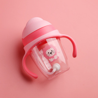 粉红色240ml*(手柄款) 多爱思婴儿童水杯吸管鸭嘴学饮杯幼儿园防摔便携两用手柄宝宝奶瓶