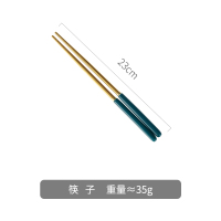 祖母绿筷子 北欧祖母绿ins风家用轻奢陶瓷不锈钢筷子勺子餐具点心水果叉套装