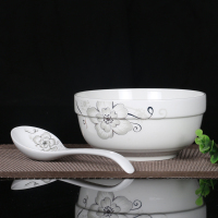 简爱7英寸小汤碗+送大勺 陶瓷大汤碗骨瓷陶瓷带盖汤碗品锅汤锅汤煲汤盆汤碗菜碗套装餐具