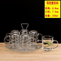 6只带把菱形杯+杯架托盘 装套具只杯喝水套装玻璃创意杯家用客厅欧式杯简约水具6杯子