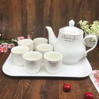金英文（1升壶加6杯送托盘） 7件 陶瓷茶具茶壶套装家用简约水具婚庆大号客厅茶壶茶杯防爆凉水壶。