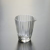 竖条纹玻璃公道 初沫陶社手工竖纹耐热玻璃公道杯透明加厚公杯分茶器功夫茶具匀杯