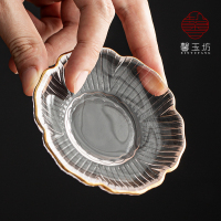 描金玻璃-荷花杯垫-直径8.7cm内直径4cm 馨玉坊透明玻璃小泡茶壶耐热创意别致花茶壶家用加厚功夫茶具茶壶