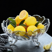 清扬深斗果盆 欧式水晶玻璃水果盘 现代客厅创意家用茶几糖果盆 大号沙拉干果篮